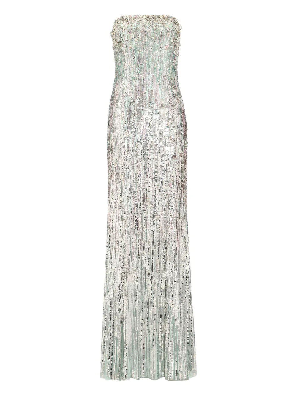 Jenny Packham Honesty Sequin-embellished Maxi Dress In Silver