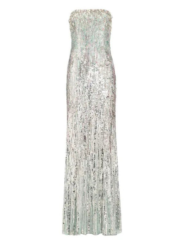 Jenny Packham Honesty sequin-embellished Maxi Dress | Grey | FARFETCH