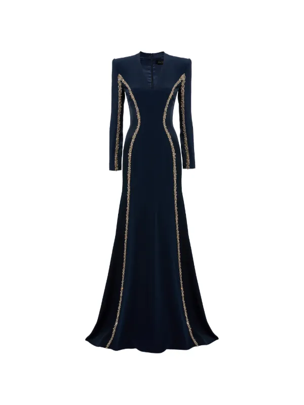 Jenny Packham Embellished Long-sleeve Maxi Dress - Blue Jenny Packham Embellished Long-sleeve Maxi Dress - Blue