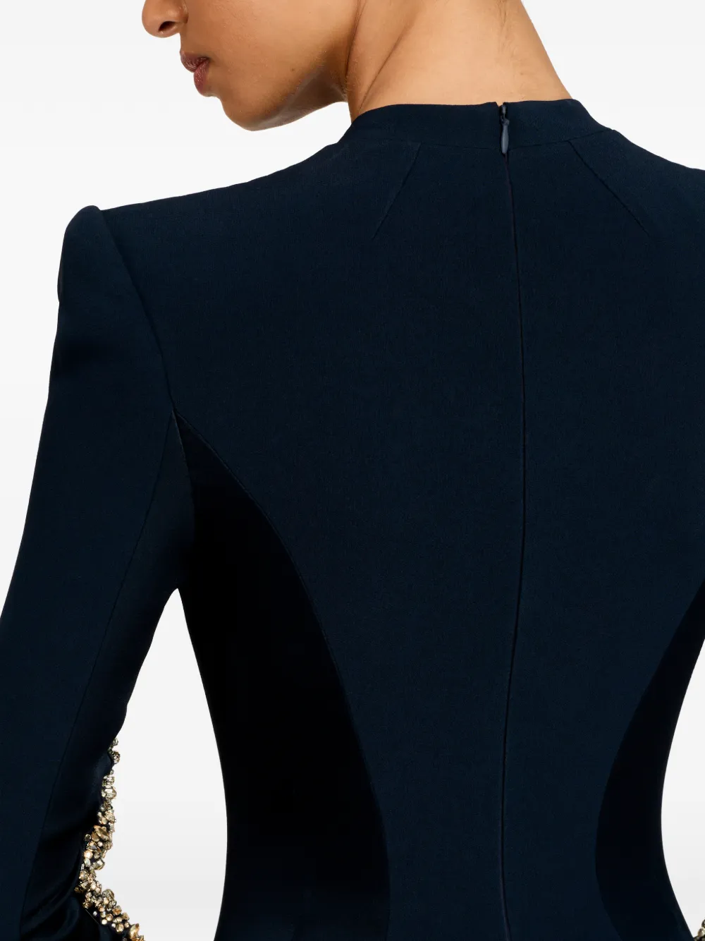 Jenny Packham Verfraaide maxi-jurk met lange mouwen Blauw