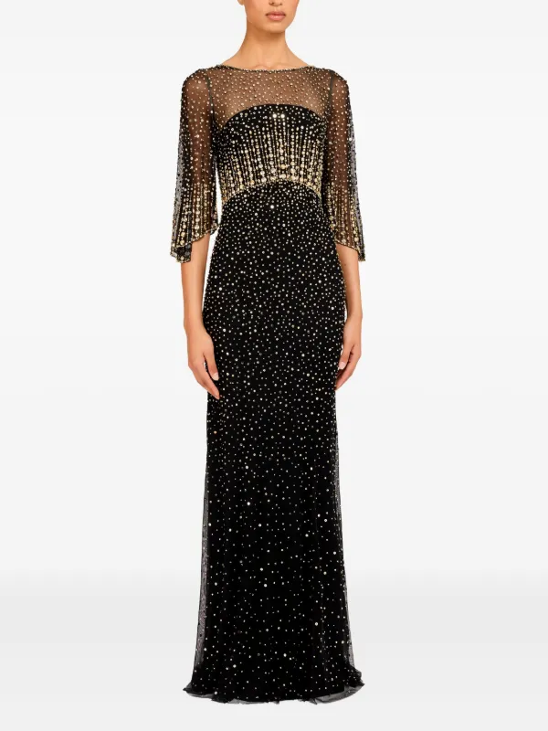 jenny packham black sequin dress Jenny Packham Kiya Maxi Dress