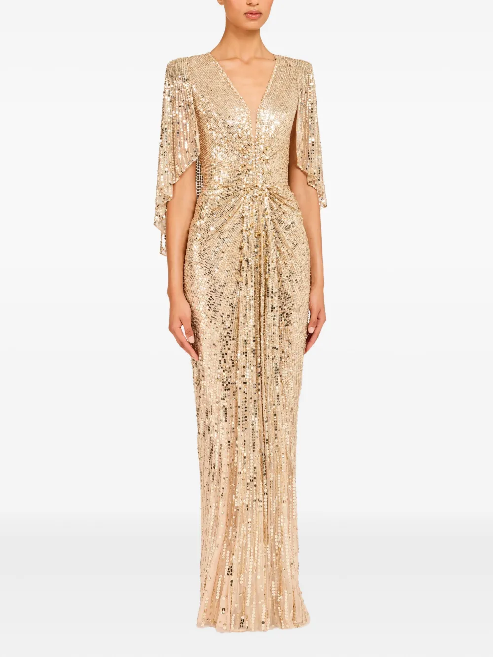Jenny Packham Carrie Maxi Dress In Gold