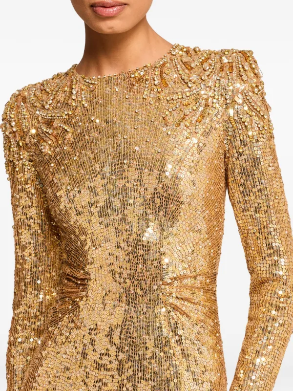 Jenny Packham Sequin Embellished Dulcet Gown - Gold