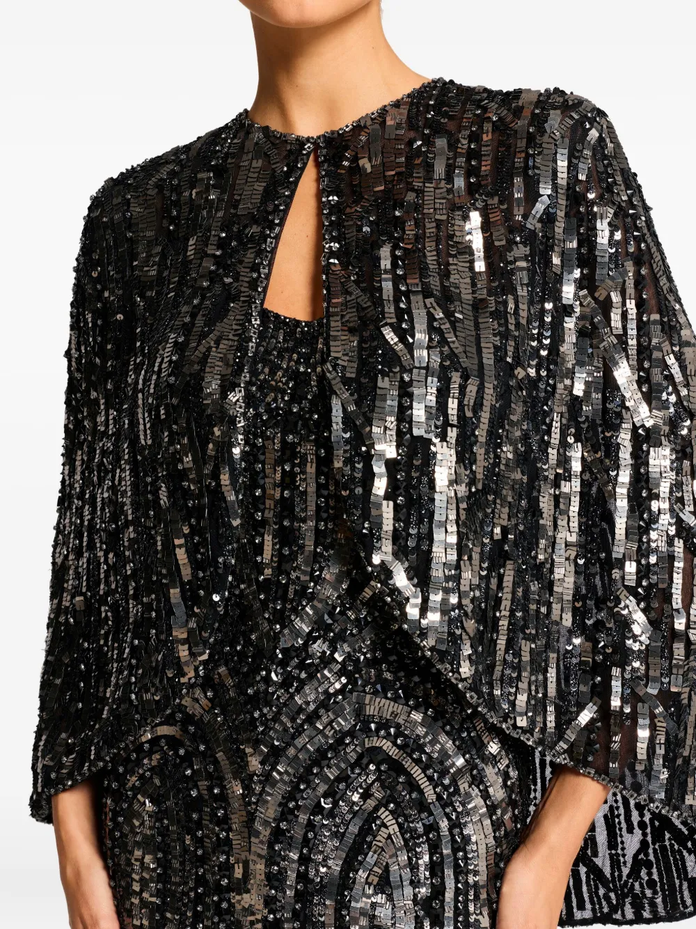 Jenny Packham Sequin-embellished Maxi Dress In Gray