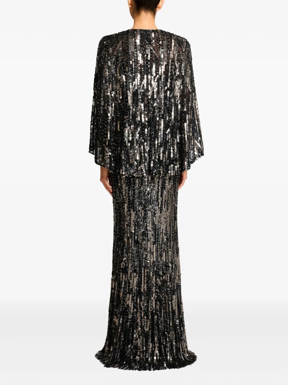 Jenny Packham Sequin-embellished Maxi Dress In Gray