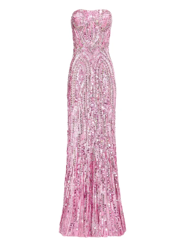 Jenny Packham Euphoria Strapless Embellished Tulle Gown - Women - Pink Dresses - L