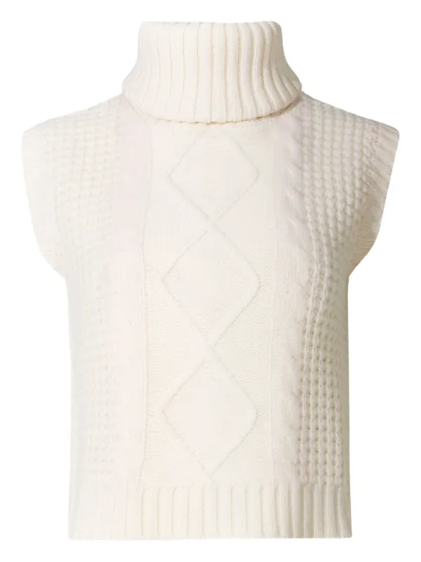 Perfect Moment Cable-knit Roll-neck Top in Neutrals