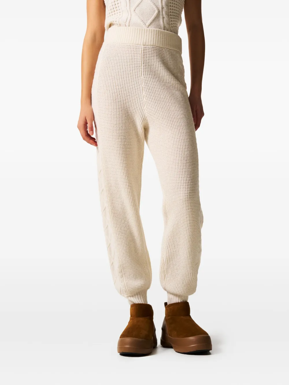 Perfect Moment Cable-knit Trousers In White