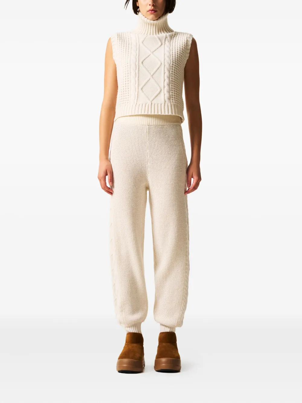 Perfect Moment Cable-knit Trousers In White