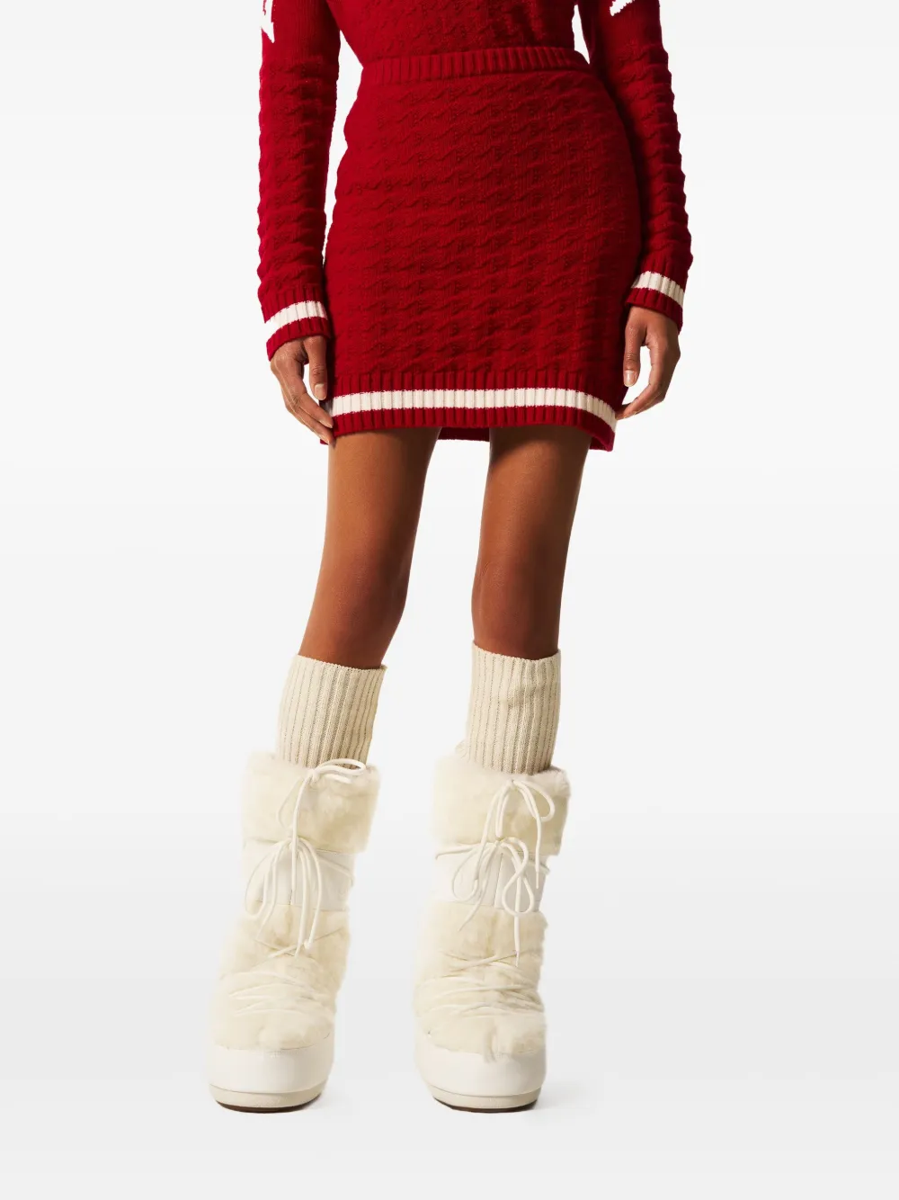 Perfect Moment Rok met gestreept detail en textuur Rood