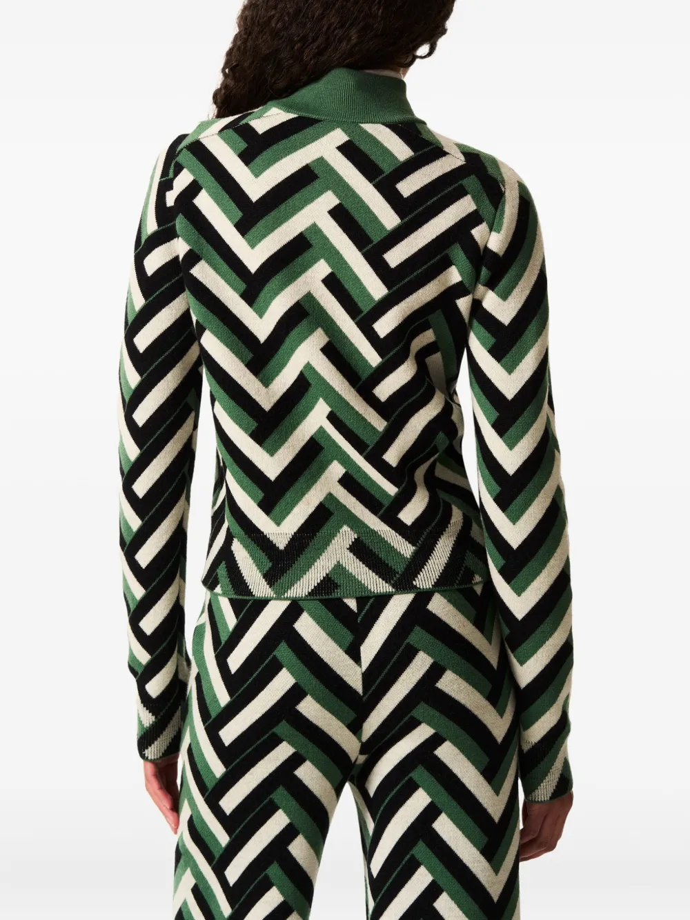 Perfect Moment Chevron-pattern Jumper In Green