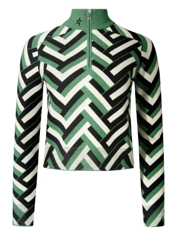 Perfect Moment Chevron-pattern Jumper in Green