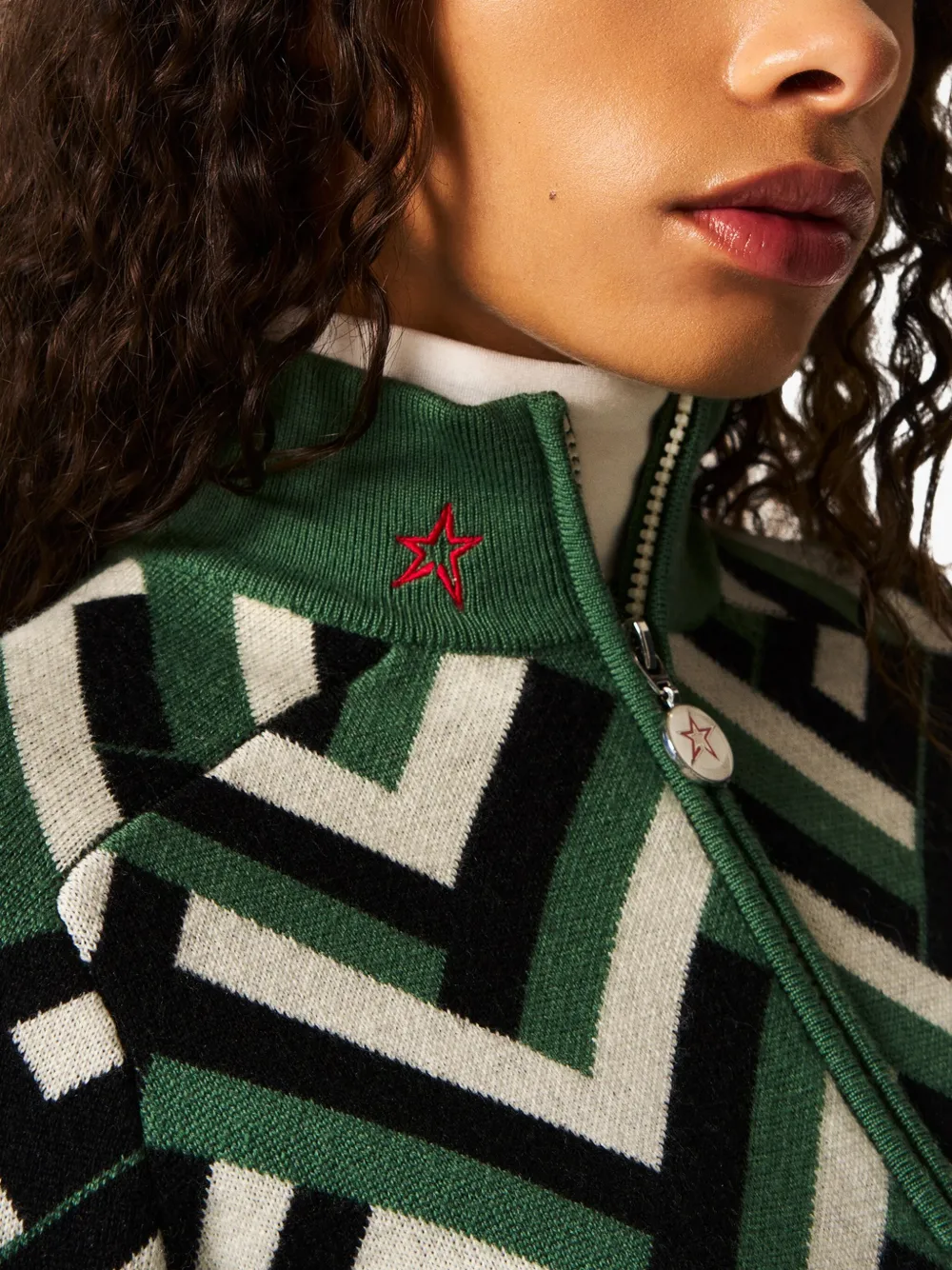 Perfect Moment Chevron-pattern Jumper In Green