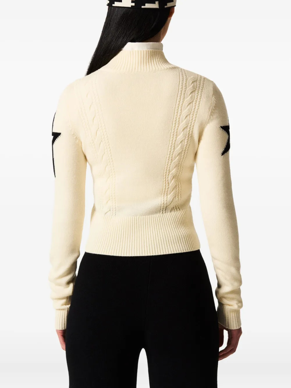 Perfect Moment Star-embellished Cable-knit Sweater In Neutral