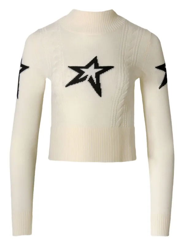 Perfect Moment Star-embellished Cable-knit Sweater in White