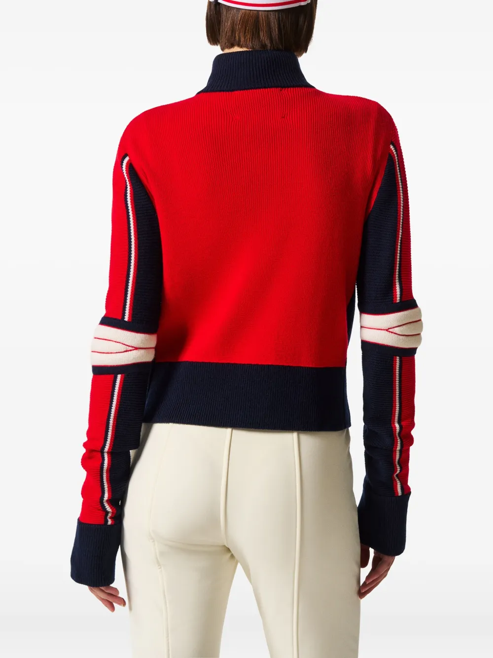 Perfect Moment Zip-up Star-detail Cardigan In Red