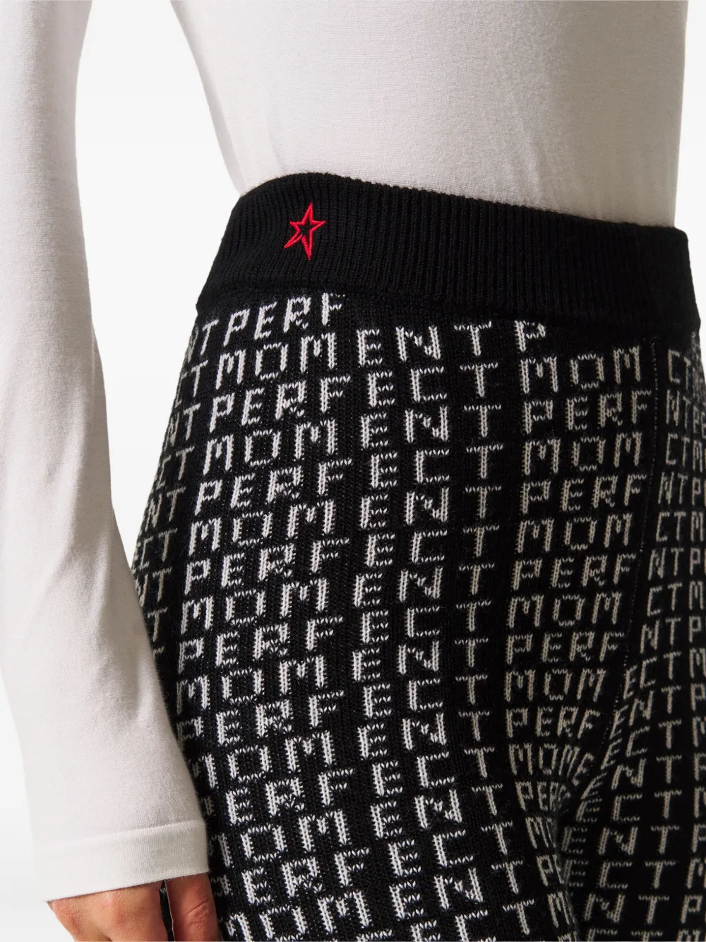 Perfect Moment Monogram Merino Wool Legging Xl In Black