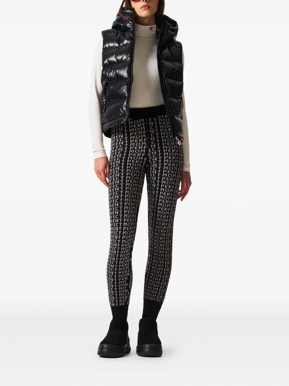 Perfect Moment Legging met logopatroon - Zwart