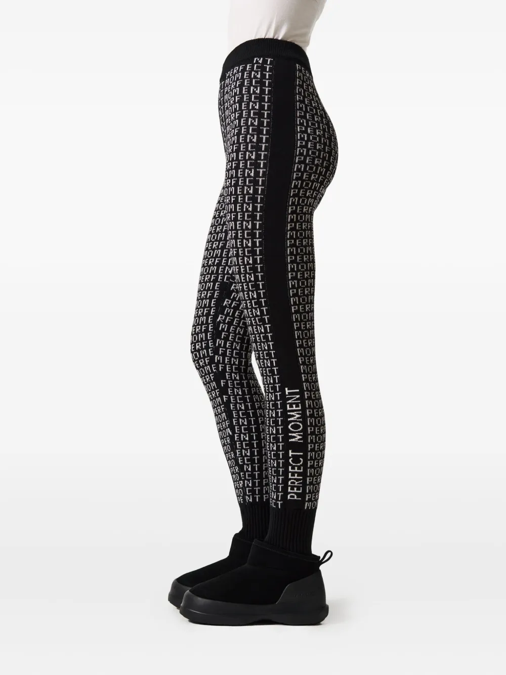 Perfect Moment Monogram Merino Wool Legging Xl In Black