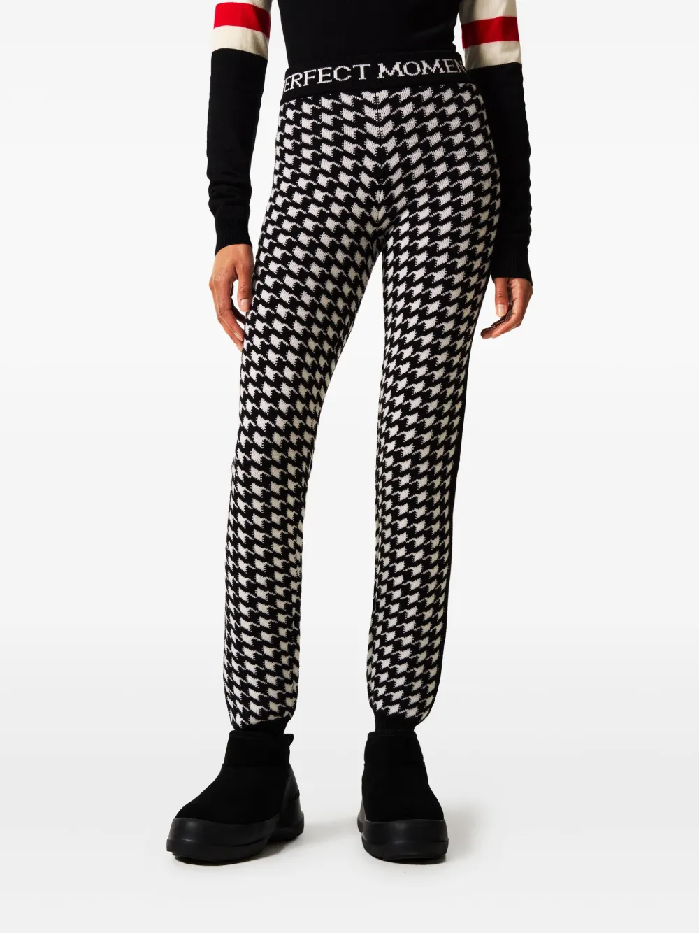Perfect Moment Houndstooth-pattern Logo-waistband Pants In Multi