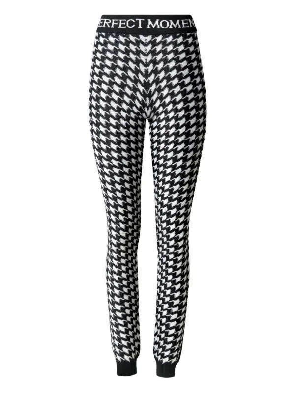 Perfect Moment Houndstooth-pattern Logo-waistband Pants in Black