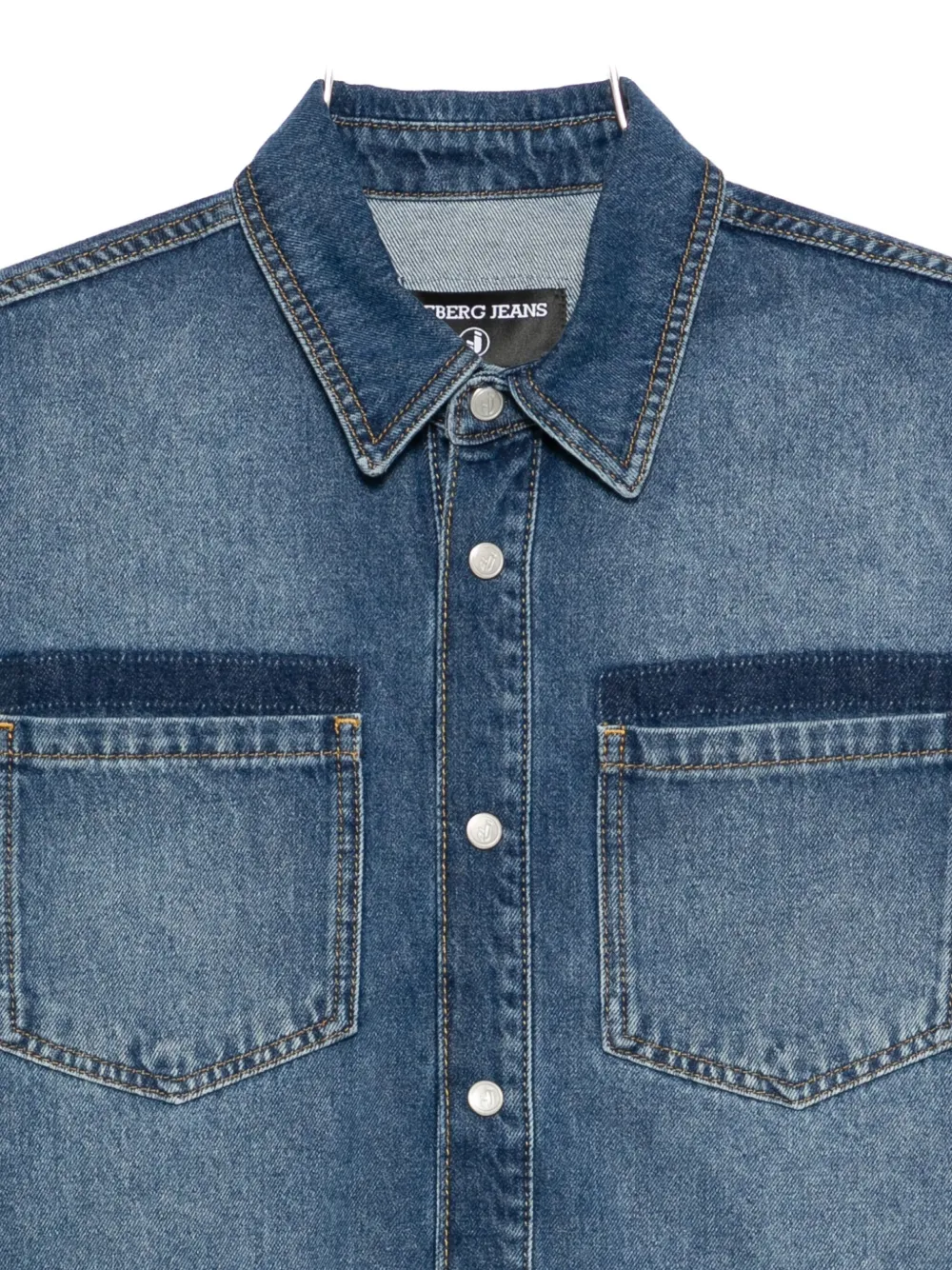Iceberg Logo-patch Denim Shirt In Blue