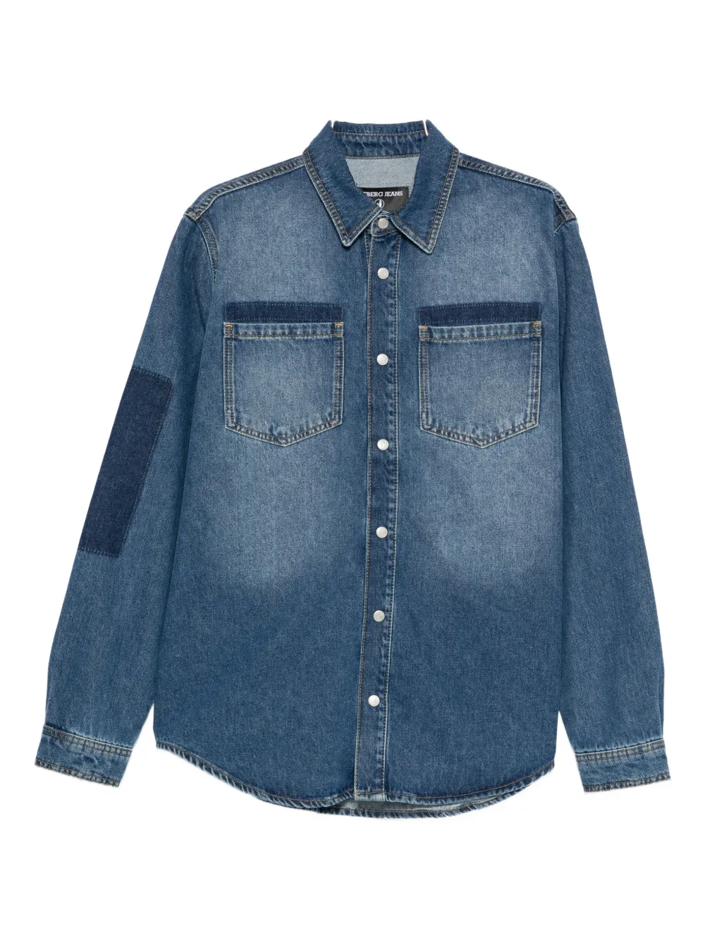 Iceberg Logo-patch Denim Shirt In Blue