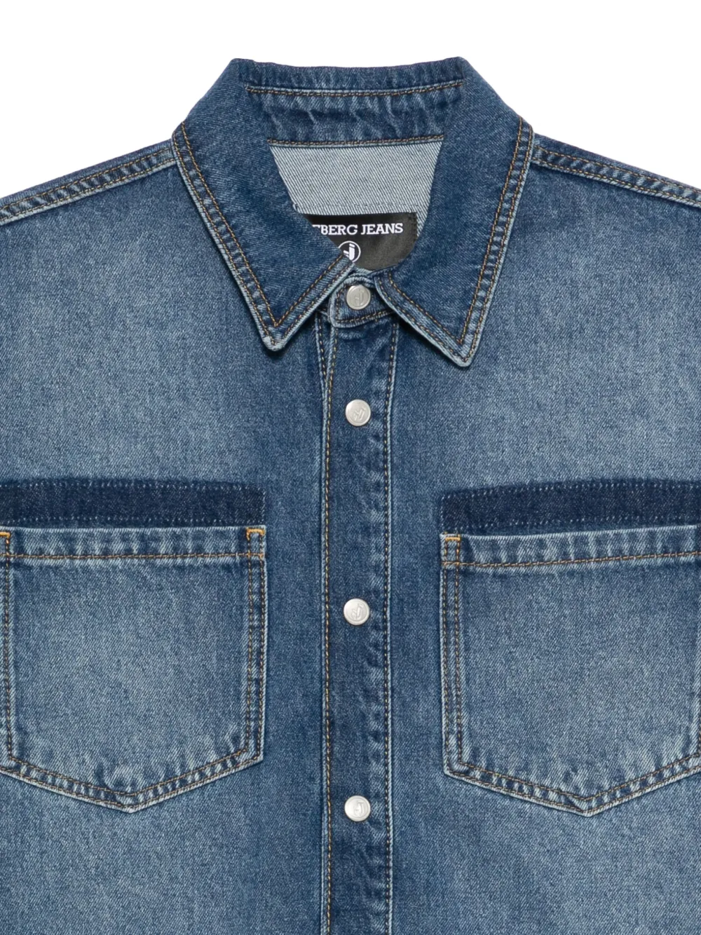 Iceberg Denim overhemd met logopatch Blauw