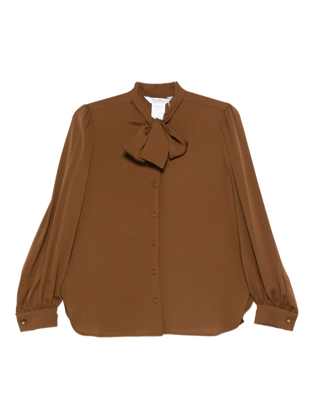 Max Mara Bow-detailing Buttoned Blouse In Brown