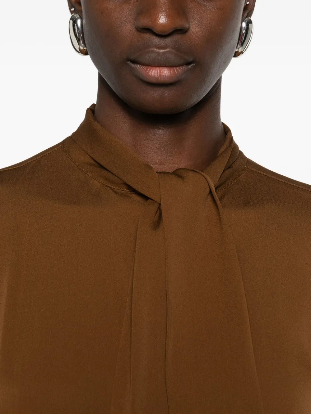 Max Mara Bow-detailing Buttoned Blouse In Brown