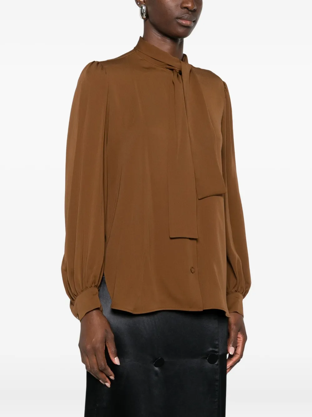 Max Mara Bow-detailing Buttoned Blouse In Brown