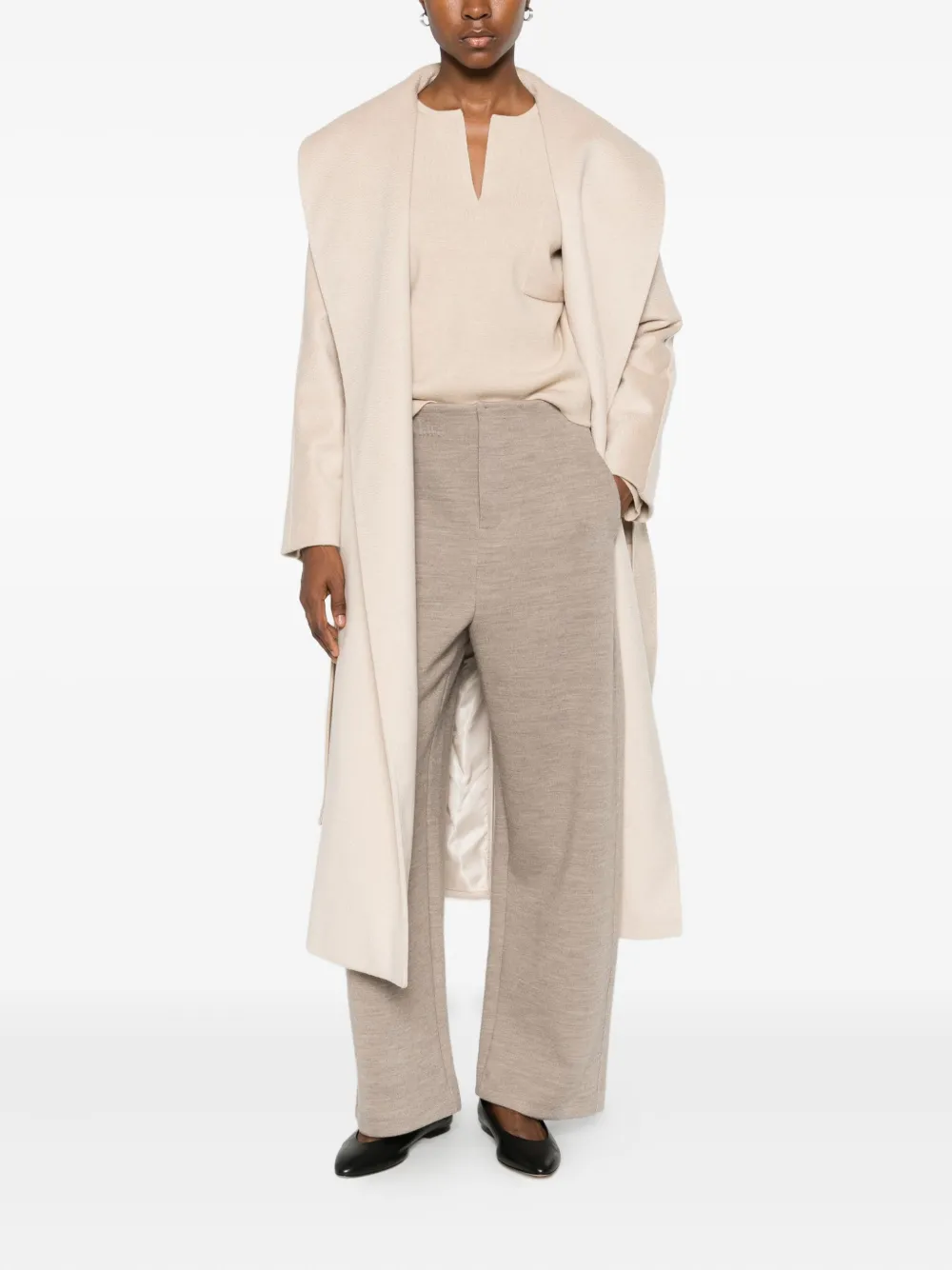 Max Mara Belted Coat In Neutral