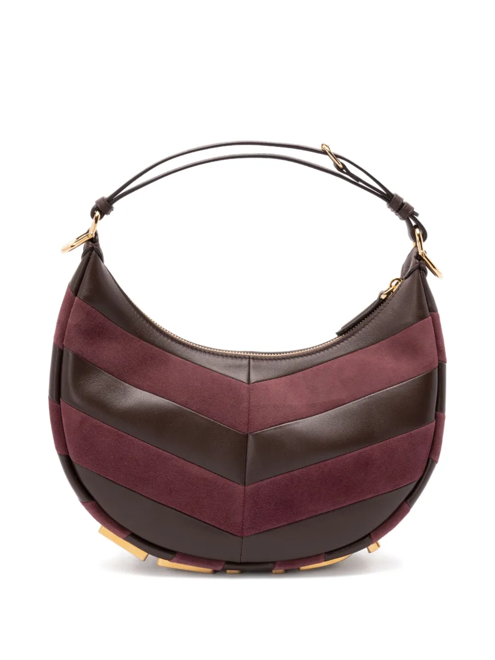 FENDI chevron panel shoulder bag - Rood