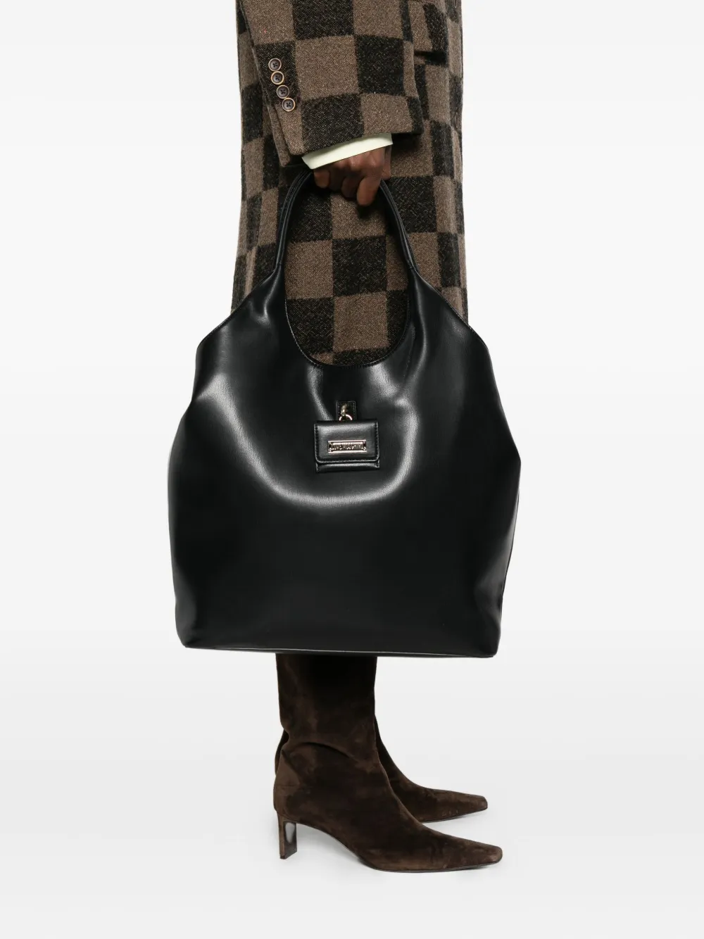 Love Moschino logo-plaque tote bag - Zwart