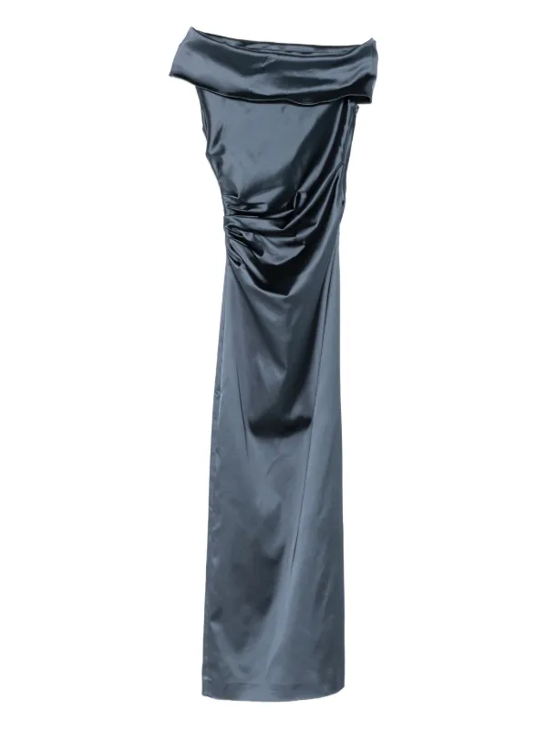 sage green off the shoulder dresses Elegant Sage Green Ball Gown with Off-the-Shoulder Ruffled Neckline & –  Rosymae