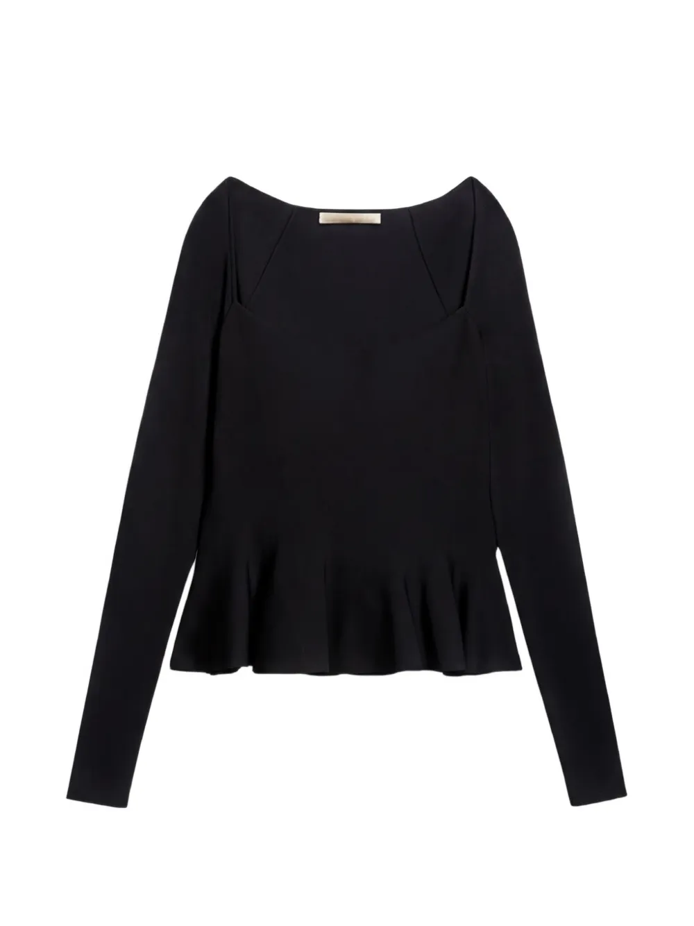 Vanessa Bruno Flower Square-neck Ruffled Top In Black
