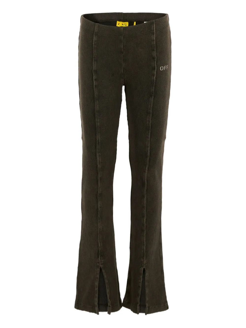 Off-White Kids ribbed split leggings - Grigio