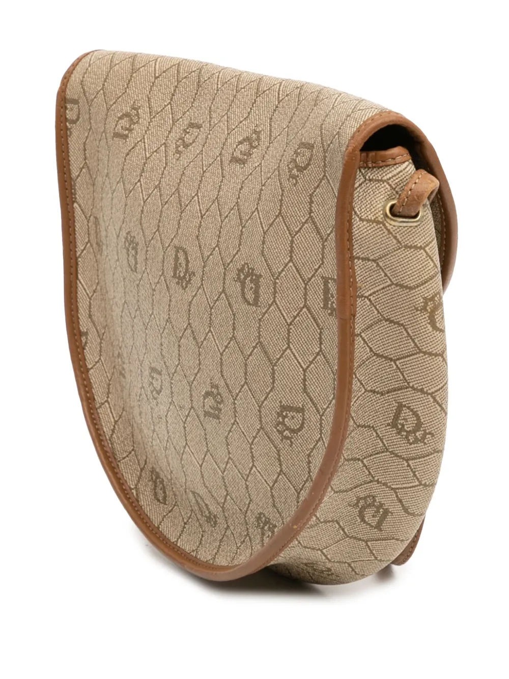 Pre-owned Dior 20th Century Honeycomb Coated Canvas Crossbody Bag In Brown