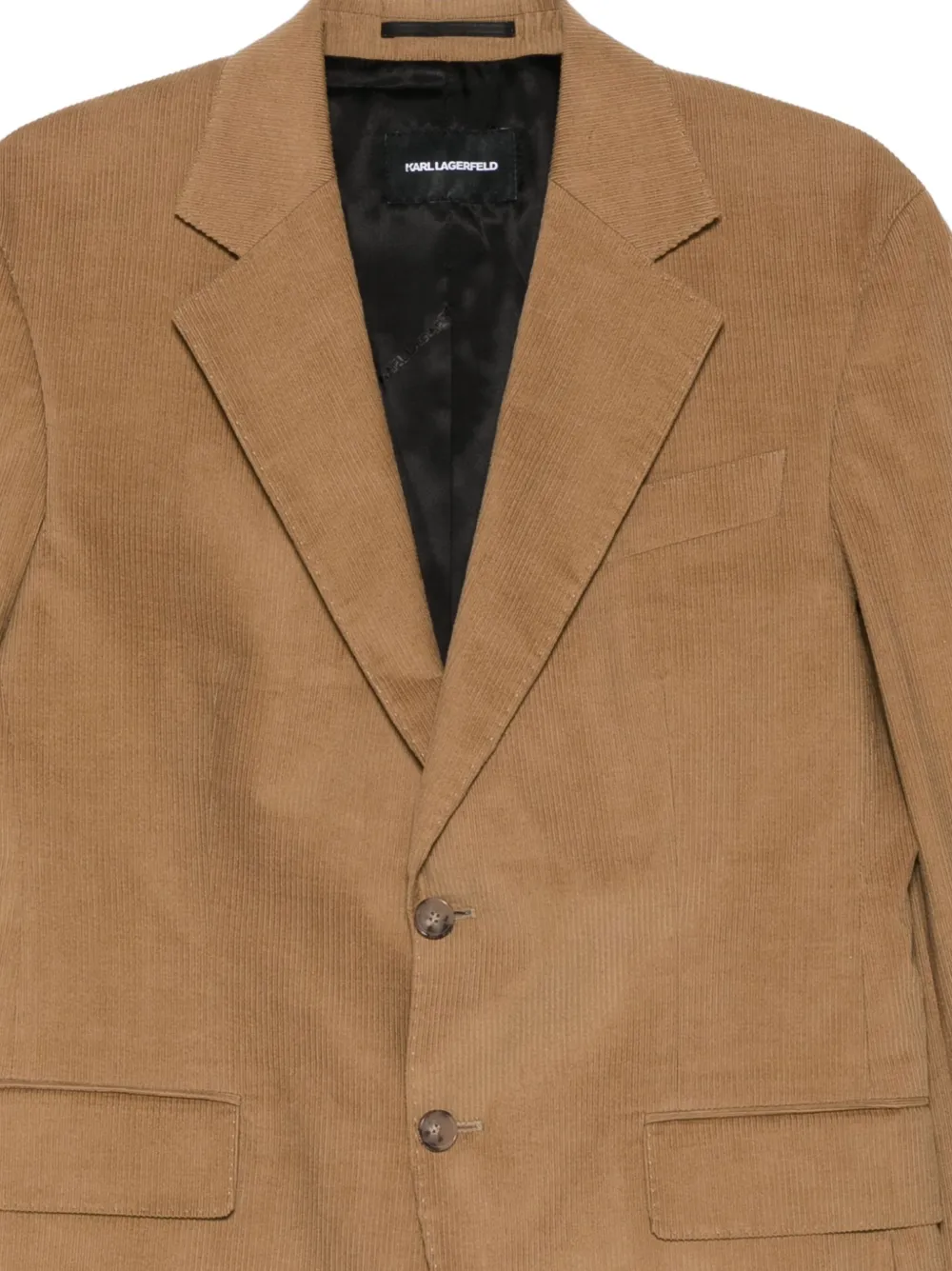 Karl Lagerfeld Ribfluwelen blazer met enkele rij knopen Bruin