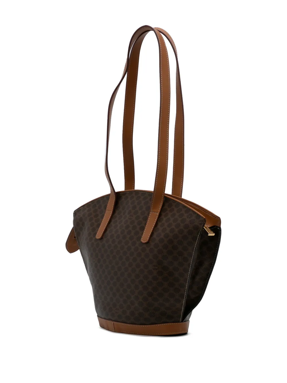 Pre-owned Celine 2000-2025 Macadam Coated Canvas Shoulder Bag In Brown