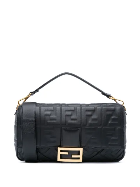 Fendi Pre-Owned 2010-2025 Large Zucca Embossed Leather Baguette satchel