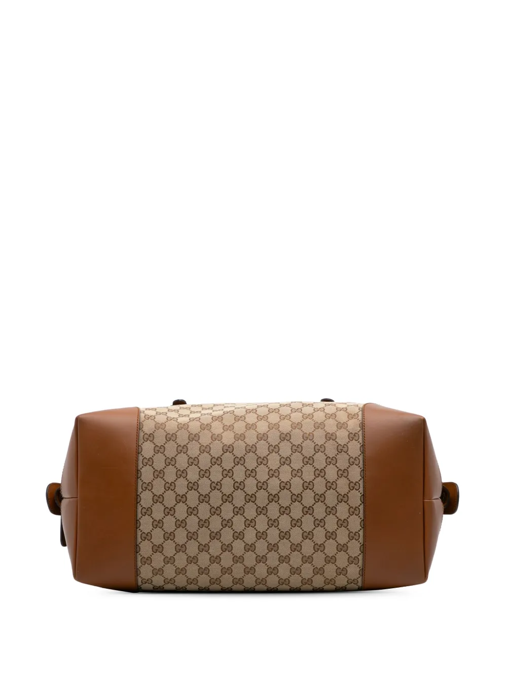 Pre-owned Gucci 2016-2025 Gg Canvas Web Travel Bag In Brown
