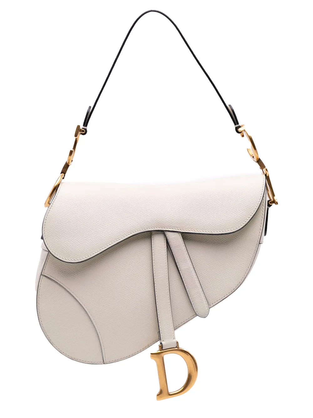 Christian Dior Pre-Owned 2019 グレインカーフスキン サドル ショルダーバッグ - ホワイト Christian Dior Pre-Owned 2019 グレインカーフスキン サドル ショルダーバッグ - ホワイト