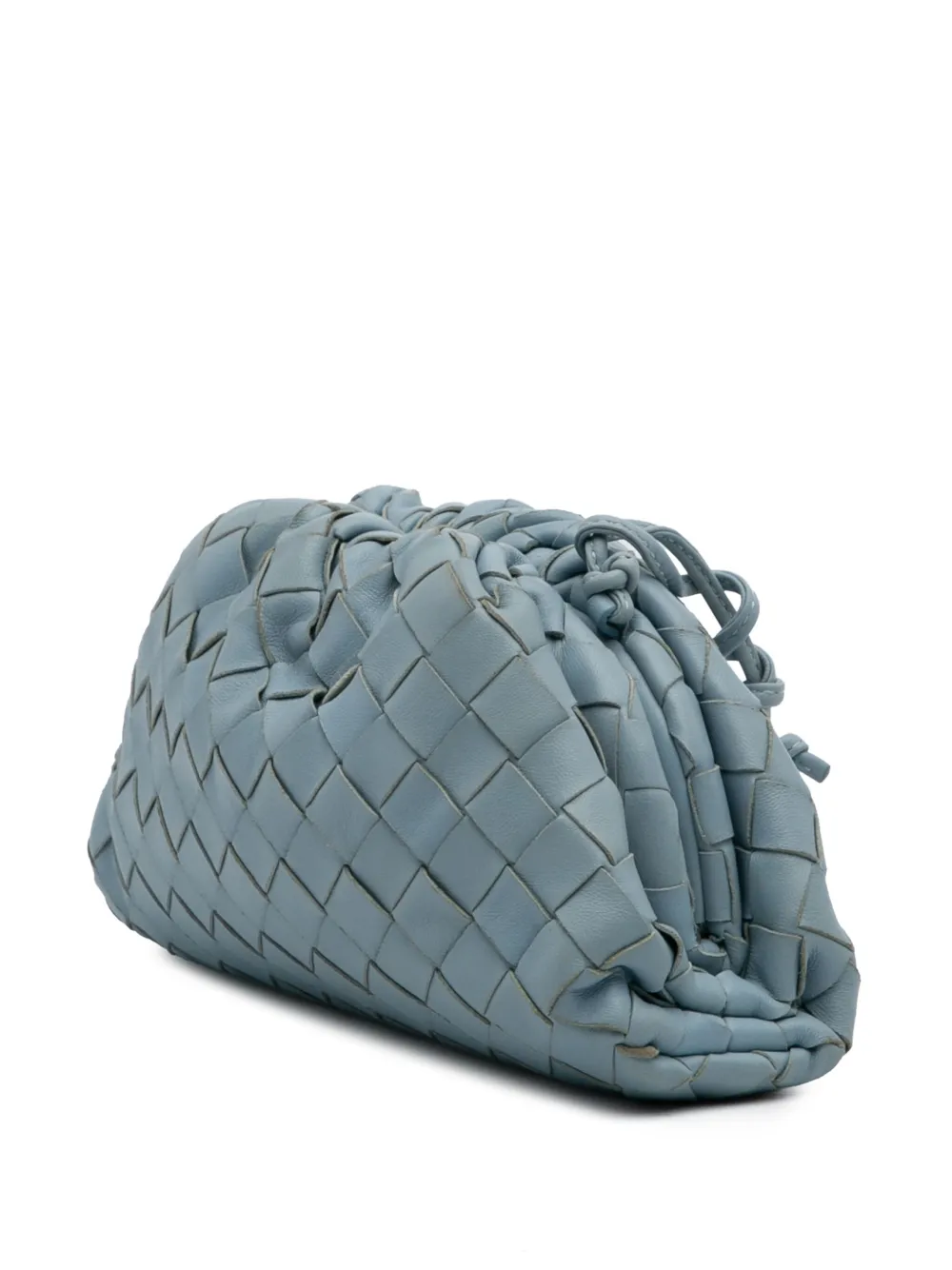 Pre-owned Bottega Veneta 2012-2025 Nappa Intrecciato The Mini Pouch Crossbody Bag In Blue