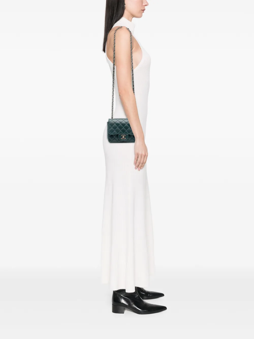 CHANEL Pre-Owned 2021 Mini Square Classic Caviar Single Flap crossbody bag | Pre-Owned | Image 2