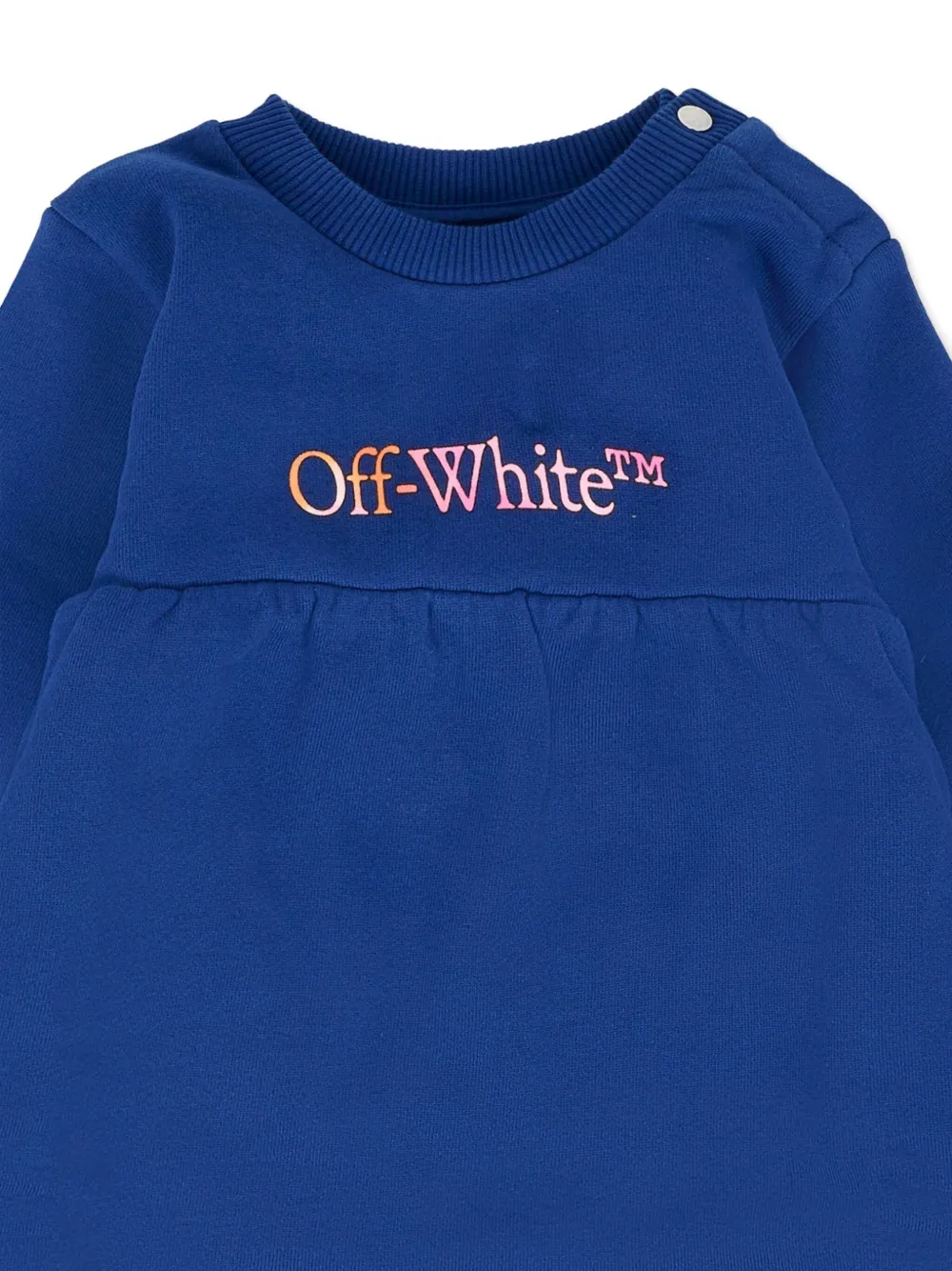 Off-white Long-sleeve Casual Mid Dress In Blue