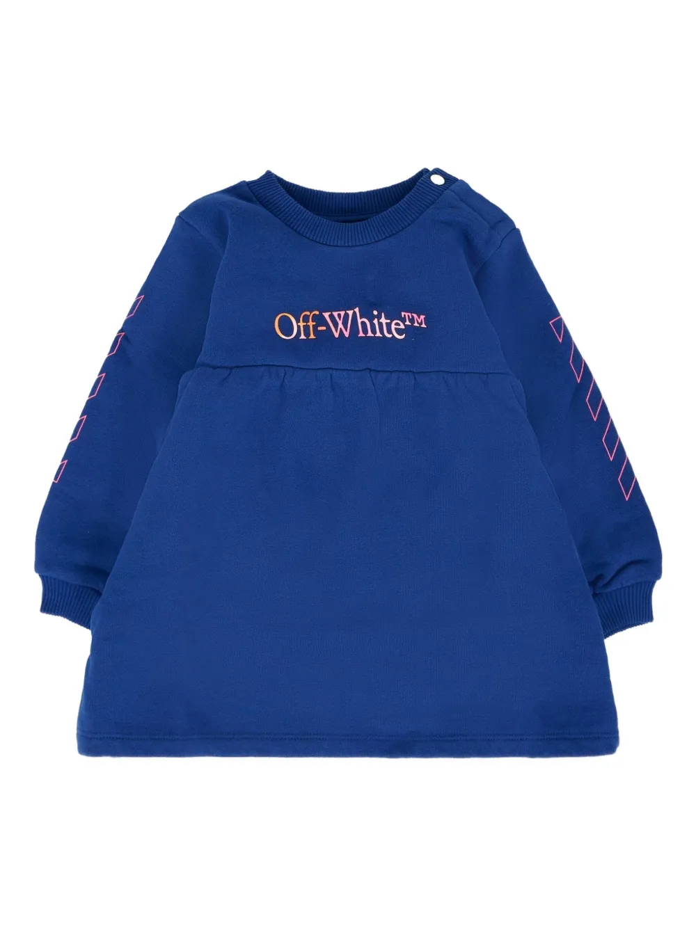 Off-white Long-sleeve Casual Mid Dress In Blue