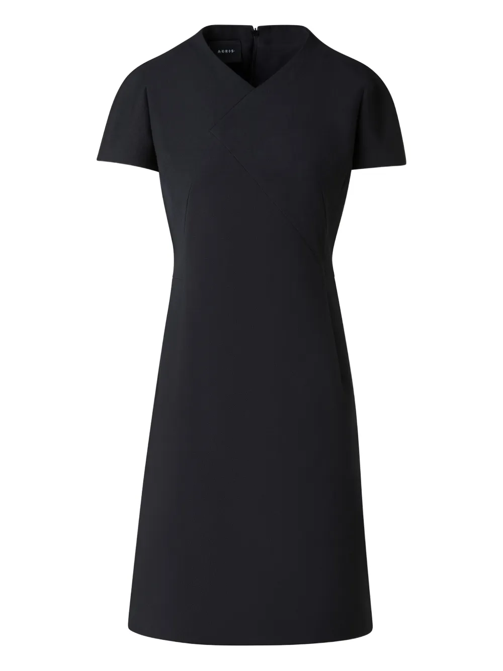 Akris V-neck Short-sleeve Mini Dress In Black