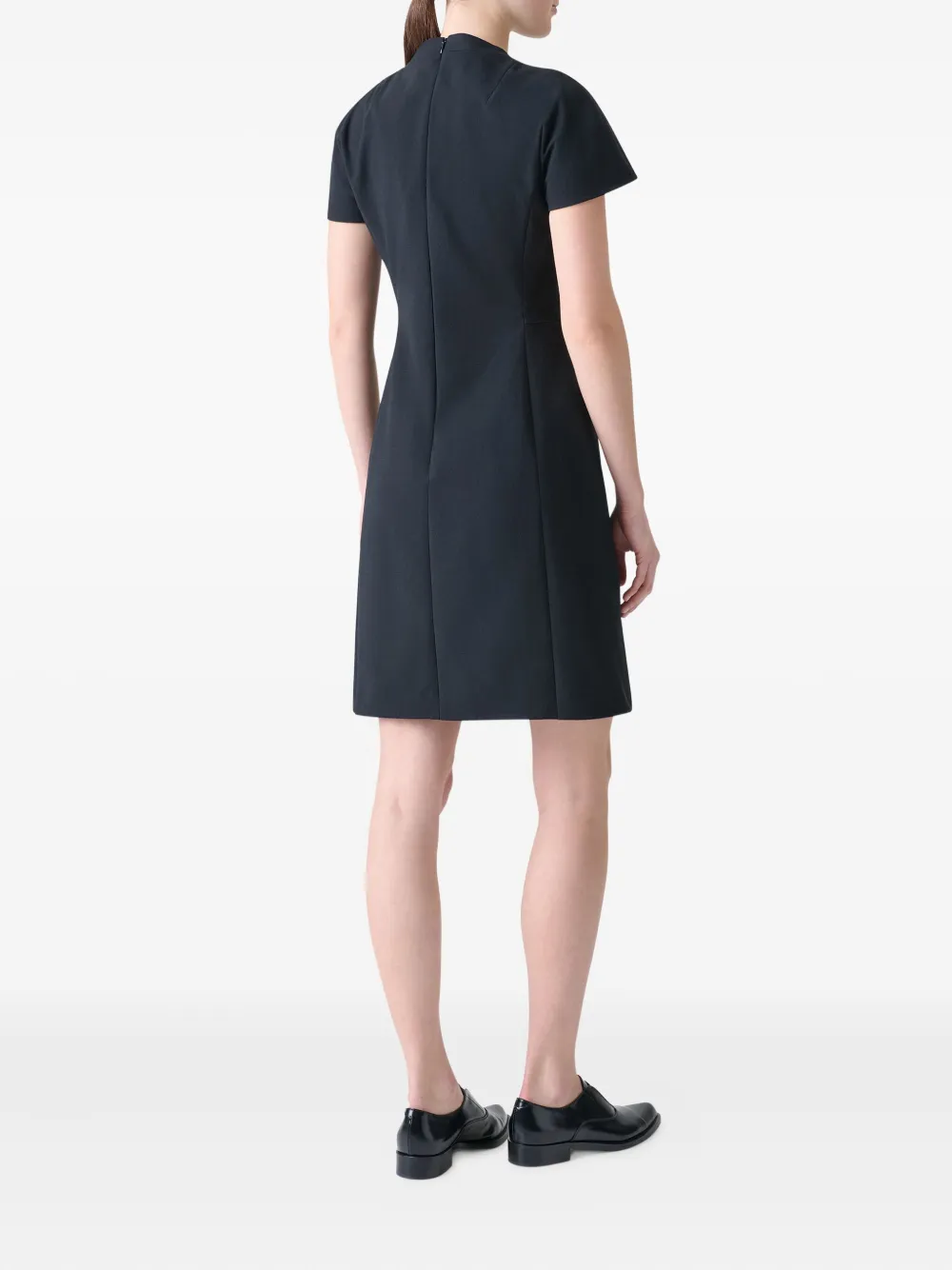 Akris V-neck Short-sleeve Mini Dress In Black