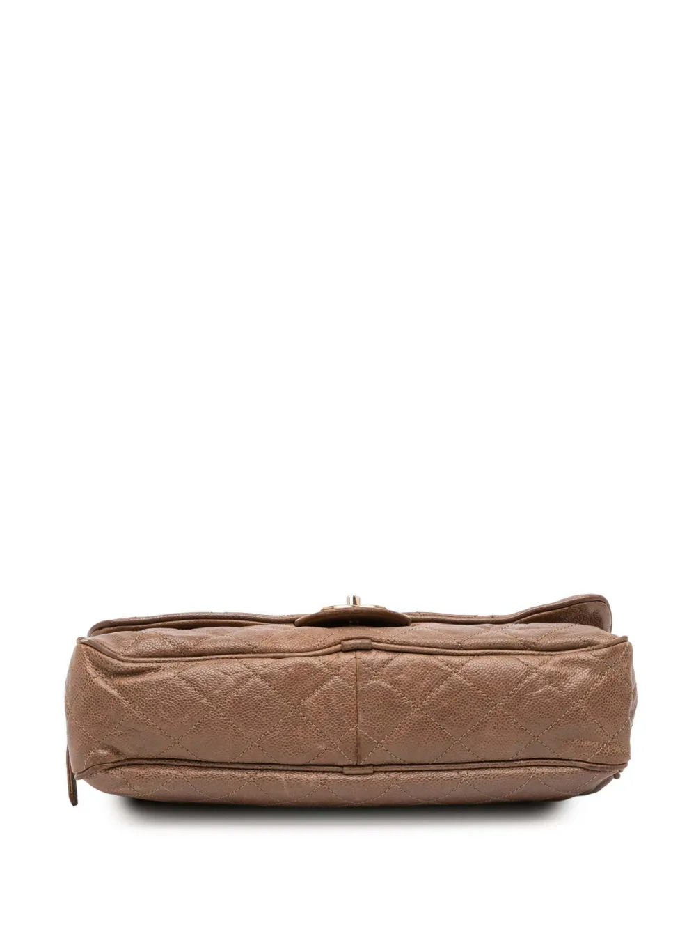Pre-owned Chanel 2012 Large Quilted Caviar Shiva Flap Crossbody Bag In Brown